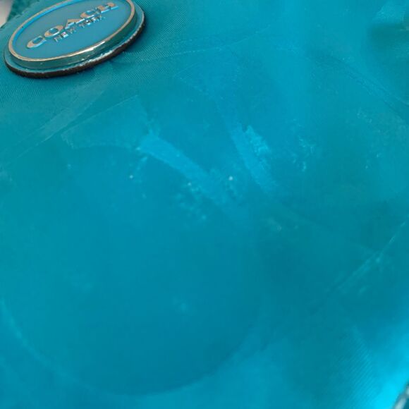 Coach Monogram Getaway File Bag Teal Nylon Crossbody - Picture 14 of 14